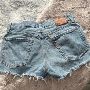 Levi's Women's Light Blue Frayed Jean Shorts